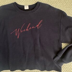 Black Sweatshirt with Red 'Weekend' Print